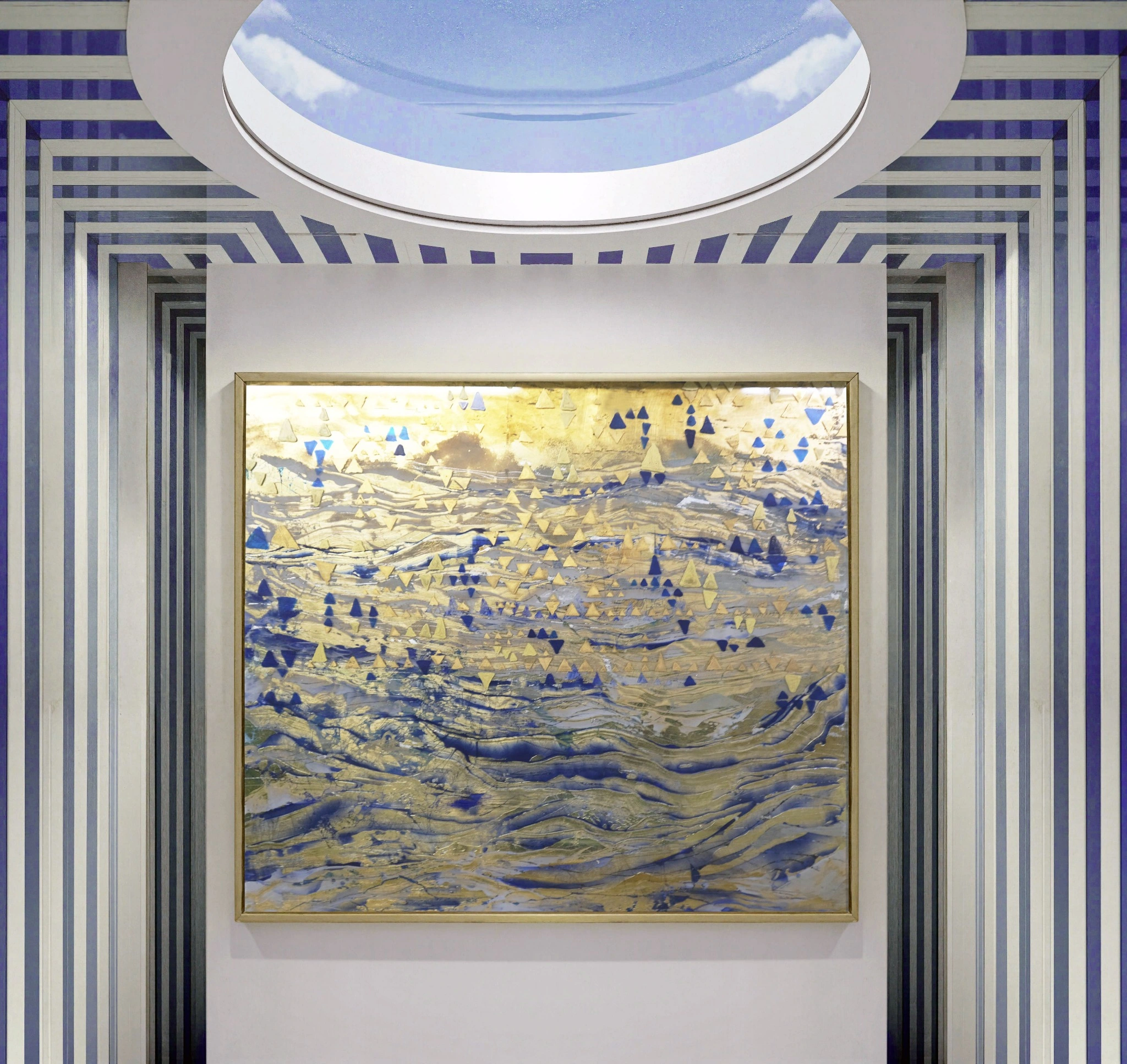 Paesaggio 9, opera di Luca Turelli in blu e oro