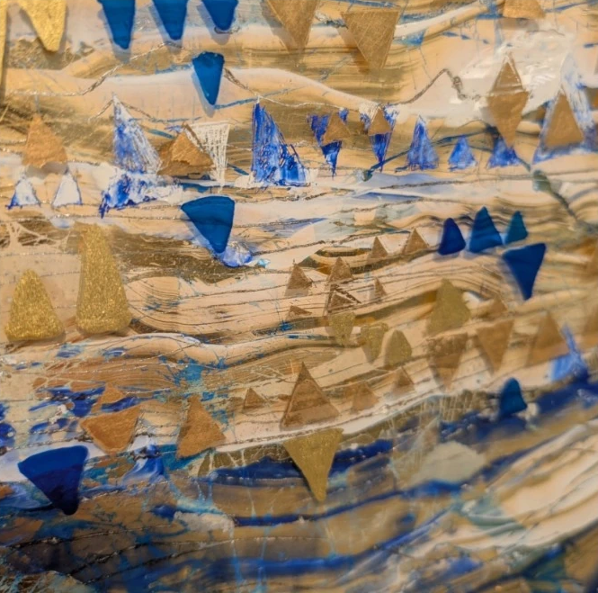 Paesaggio 9, dettaglio 5: vetro blu, azzurro e oro