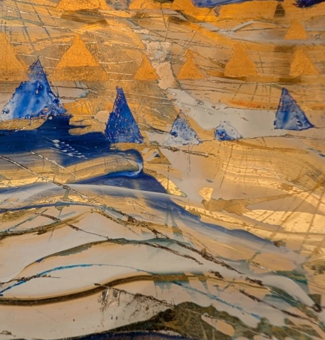 Paesaggio 9, dettaglio 3: vetro blu, azzurro e oro